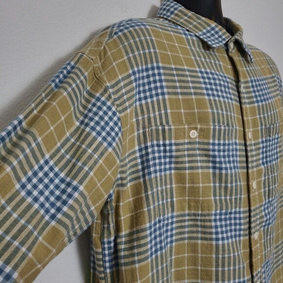 American Eagle Shirt Large Yellow Plaid Flannel Shacket Casual Cozy Fall - Picture 4 of 10